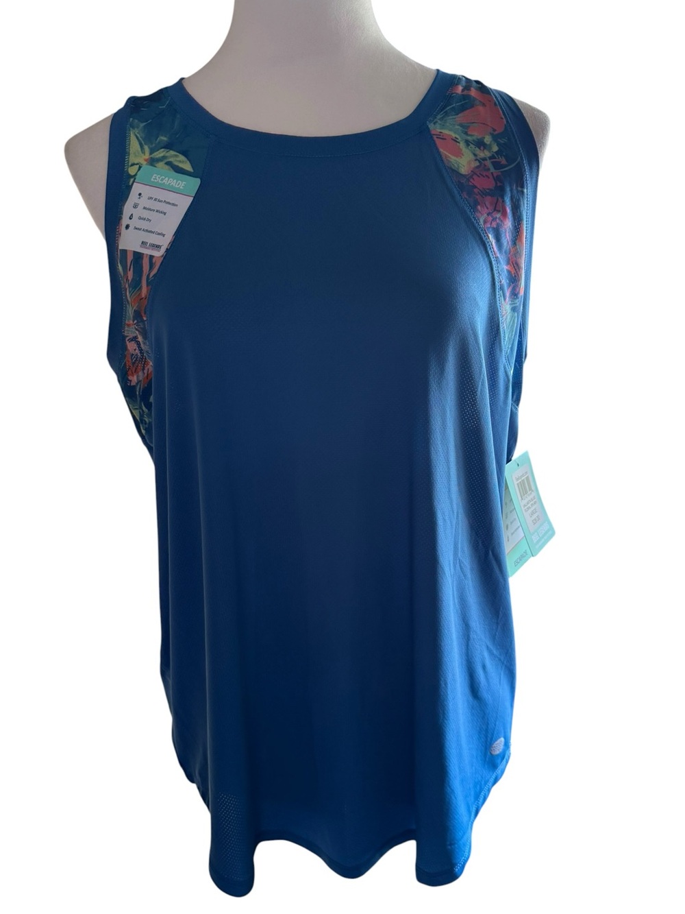 Reel Ledgends Blue Floral-Trim Women’s Athletic Tank Top